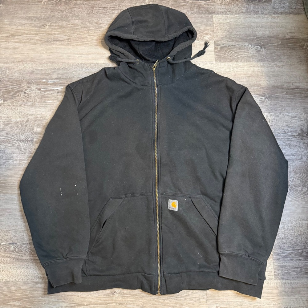 Carhartt Rain Defender Loose Fit Hoodie Mens 2XL Black Full Zip Heavyweight